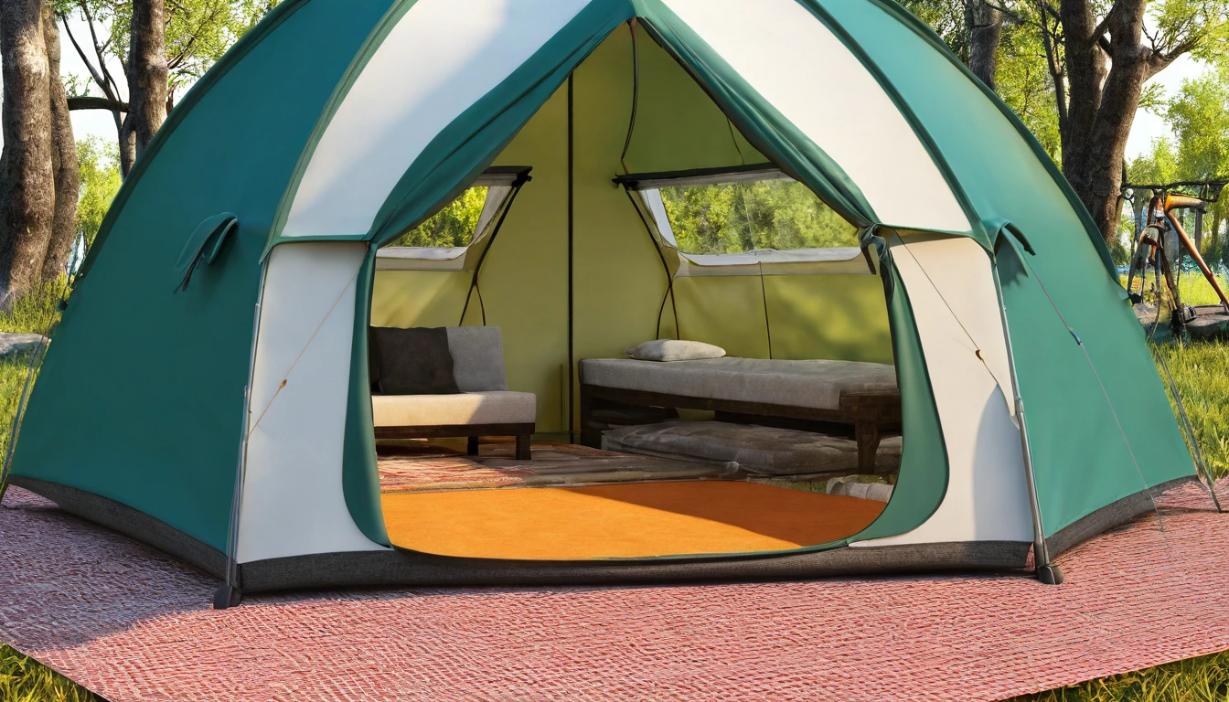 Inside the camping tent,Highest quality, 8k, High resolution, masterpiece:1.2, Very detailed, Realistic:1.37, High resolution, 超High resolution, Very detailed, Professional, Vibrant colors