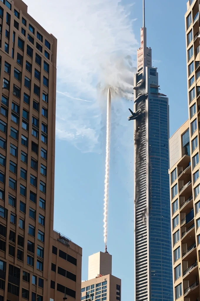 Cholatina jet falling from a building