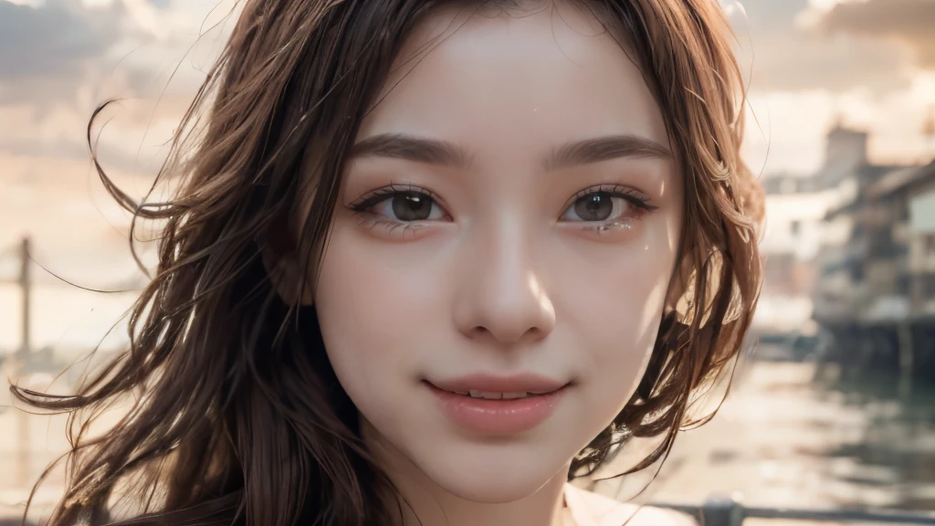 (8k, Highest quality, masterpiece:1.2), (Realistic, photo-Realistic:1.37), Very detailed, 1 girl,cute, alone,Beautifully detailed skies,date,(Red Nose),(smile:1.15),(Mouth closed) ,Beautiful details, (Long Hair:1.2),Floating Hair NovaFrogStyle, Upper Body, Tank top