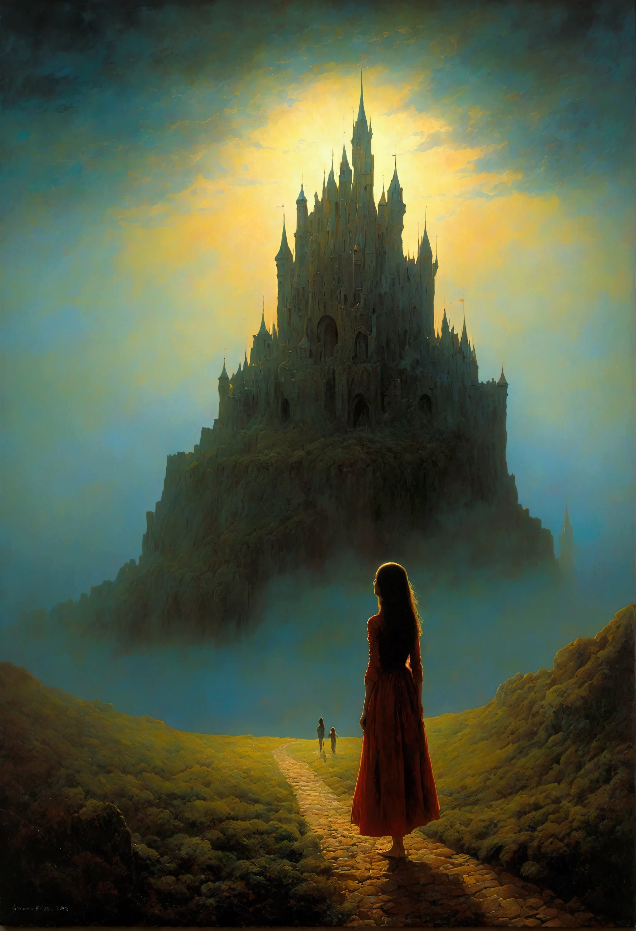 author:Zdzislaw Beksiński、Big Eye in the Sky、girl、Huge castle