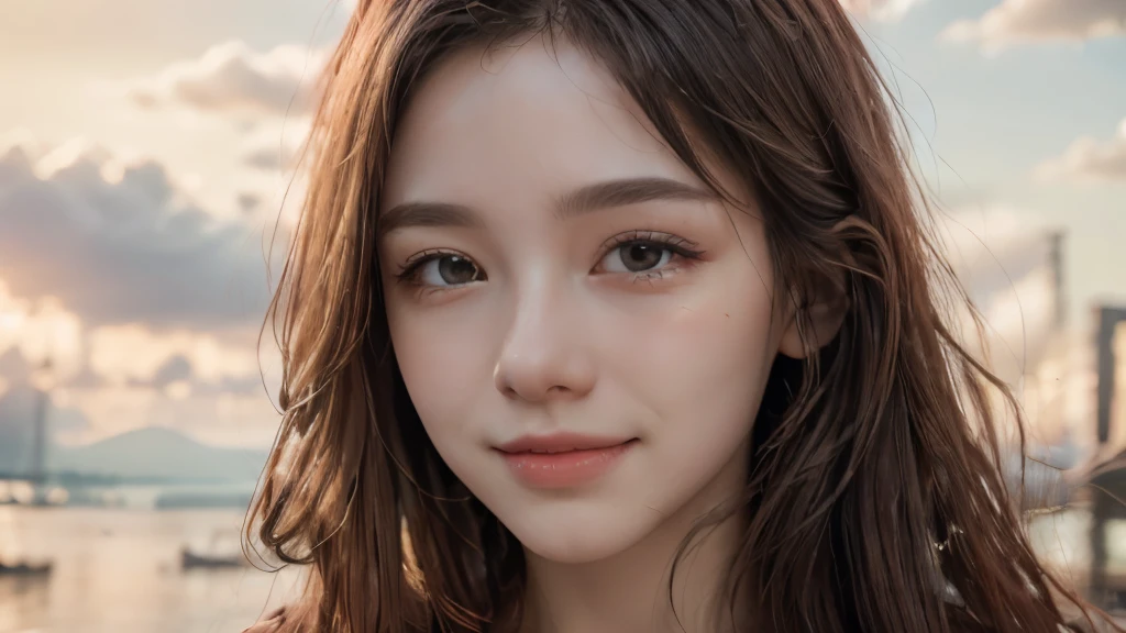 (8k, Highest quality, masterpiece:1.2), (Realistic, photo-Realistic:1.37), Very detailed, 1 girl,cute, alone,Beautifully detailed skies,date,(Red Nose),(smile:1.15),(Mouth closed) ,Beautiful details, (Long Hair:1.2),Floating Hair NovaFrogStyle, Upper Body, Tank top,Wink