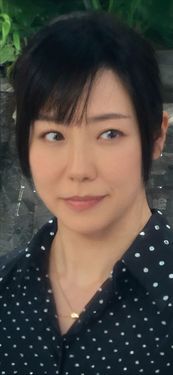masterpiece, Best quality, Skinny Japanese woman, 40 years old, sexy nightwear, on the bed in a hotel room, correct body structure, slight smile, perfect face, detailed face, detailed eyes