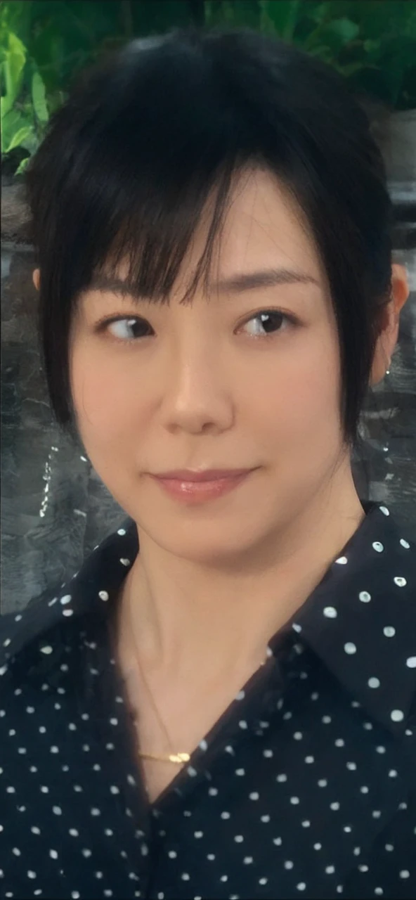 masterpiece, Best quality, Skinny Japanese woman, 40 years old, sexy nightwear, on the bed in a hotel room, correct body structure, slight smile, perfect face, detailed face, detailed eyes
