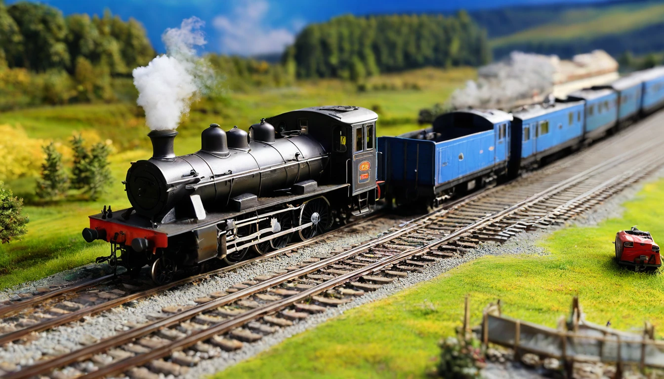 Railway Diorama,Highest quality, 8k, High resolution, masterpiece:1.2, Very detailed, Realistic:1.37, High resolution, 超High resolution, Very detailed, Professional, Vibrant colors