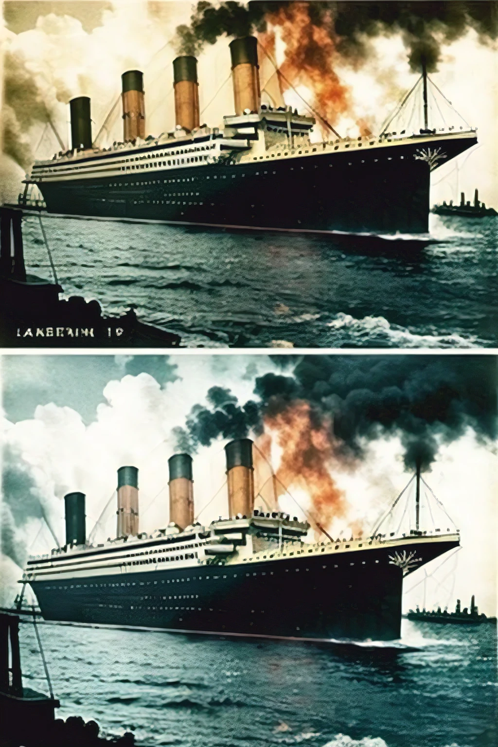 Titanic sinking 1912 in color