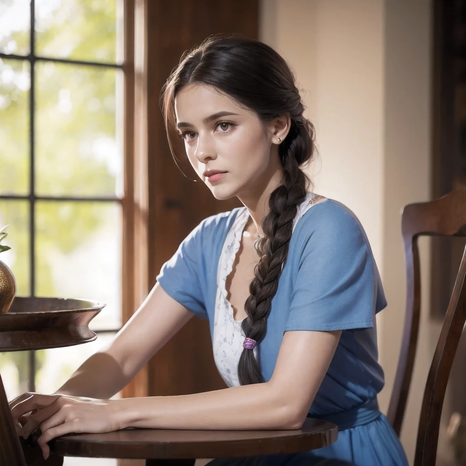arafed photo of a woman with a braid in her hair, in her early 20s, maria fortuny, marianne collins, nadezhda tikhomirova, photo of young woman, leonora karrington, maria panfilova, anna kovalevskaya, anastasia ovchinnikova, lola dupre, e. h. beatrice blue