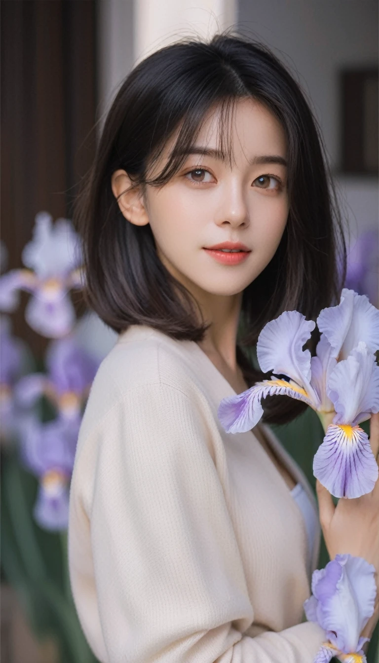 One Girl,beautiful girl,Photographed from waist to head、,fine grain, Perfect functionality, (masterpiece), (Highest quality), (Good quality), Intricate details, Ray Tracing, (See through), (Bokeh), (Written boundary depth), Perfect Skin, Happy, (Medium Hair), (((Medium Bob))), ((Black Hair:1.5)), (((Iris:1.8))),