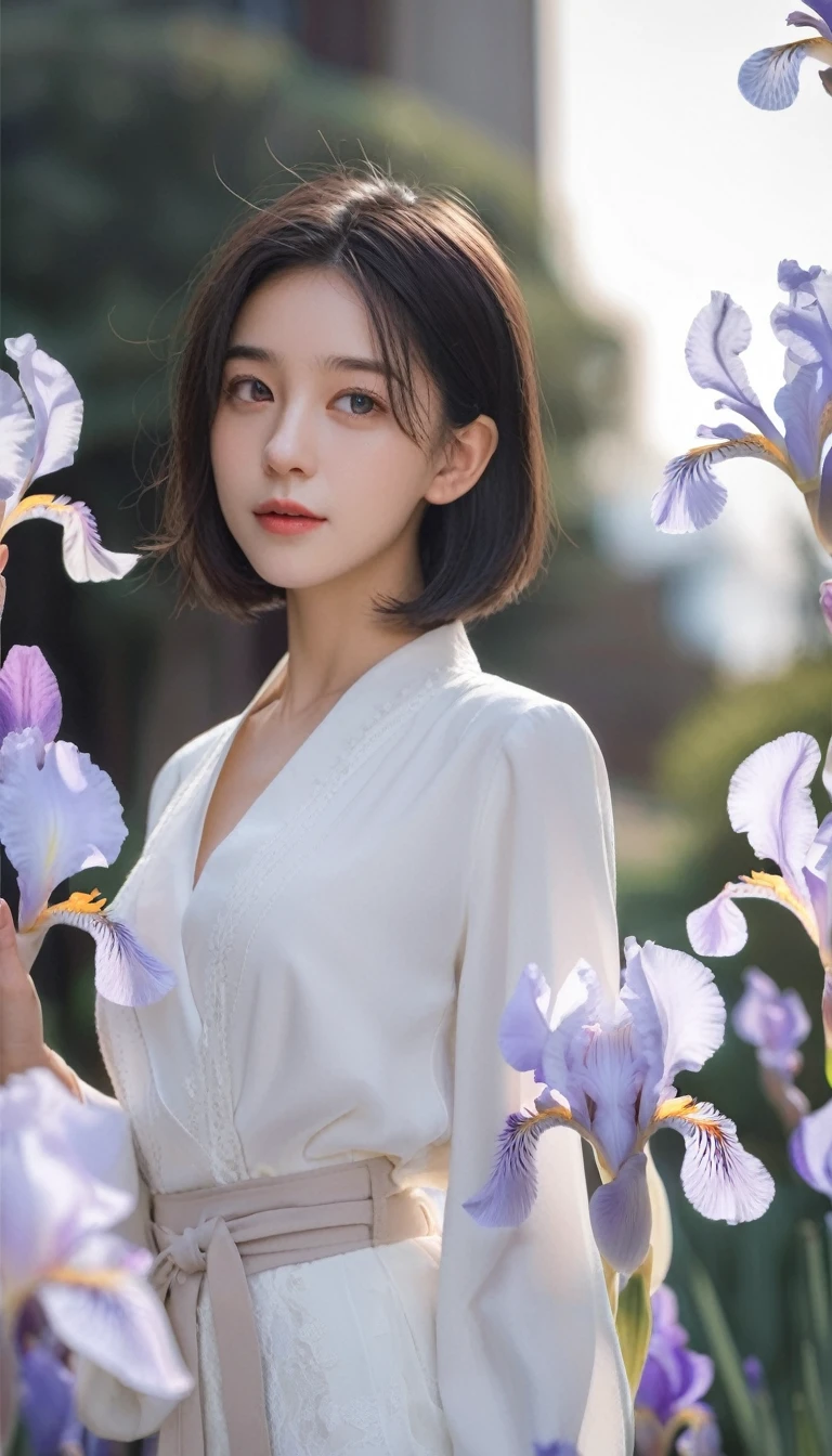 One Girl,beautiful girl,Photographed from waist to head、,fine grain, Perfect functionality, (masterpiece), (Highest quality), (Good quality), Intricate details, Ray Tracing, (See through), (Bokeh), (Written boundary depth), Perfect Skin, Happy, (Medium Hair), (((Medium Bob))), ((Black Hair:1.5)), (((Iris:1.8))),