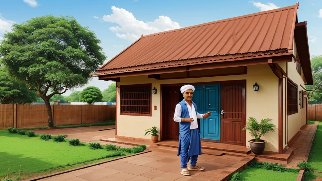 Mohan had increased his influence in the village with his new house and business. Cartoon image