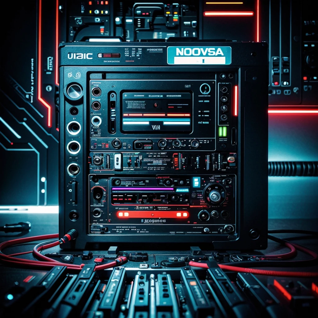 cassette electronic music abstract design, vivid colors, centered
