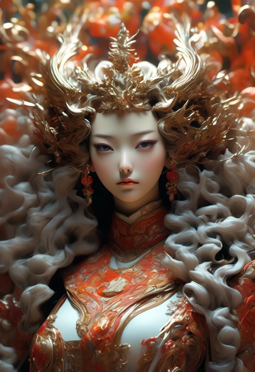 A man in costume、Close-up of woman wearing crown, Complex and gorgeous anime CGI style, Popular Japanese 3D Ultra Detailed, Stunning digital illustrations, Beautiful digital artwork, Beautiful digital illustrations, Japanese 3D 8K Ultra Detailed, author:Russell Dongjun Lu, Well-designed digital art, fine digital art,Rich in details, Complex Numbers,Hand detailed, Finger details,Lady Hell
