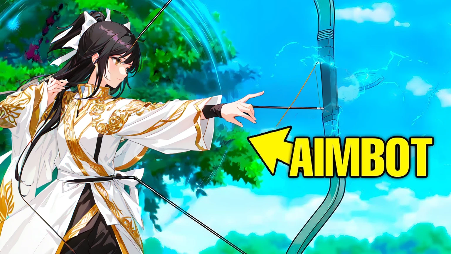 a woman with black hair and black clothes and a man with white hair white black clothes are hugging each other while holding a bow and arrow, anime men with bow and arrow, aiming, anime fencer, aiming at bow and arrow, wielding a bow, archer boy, epic anime style, anime style , trigger Anime art style, archer bow, anime photo, anime style, Anime art style