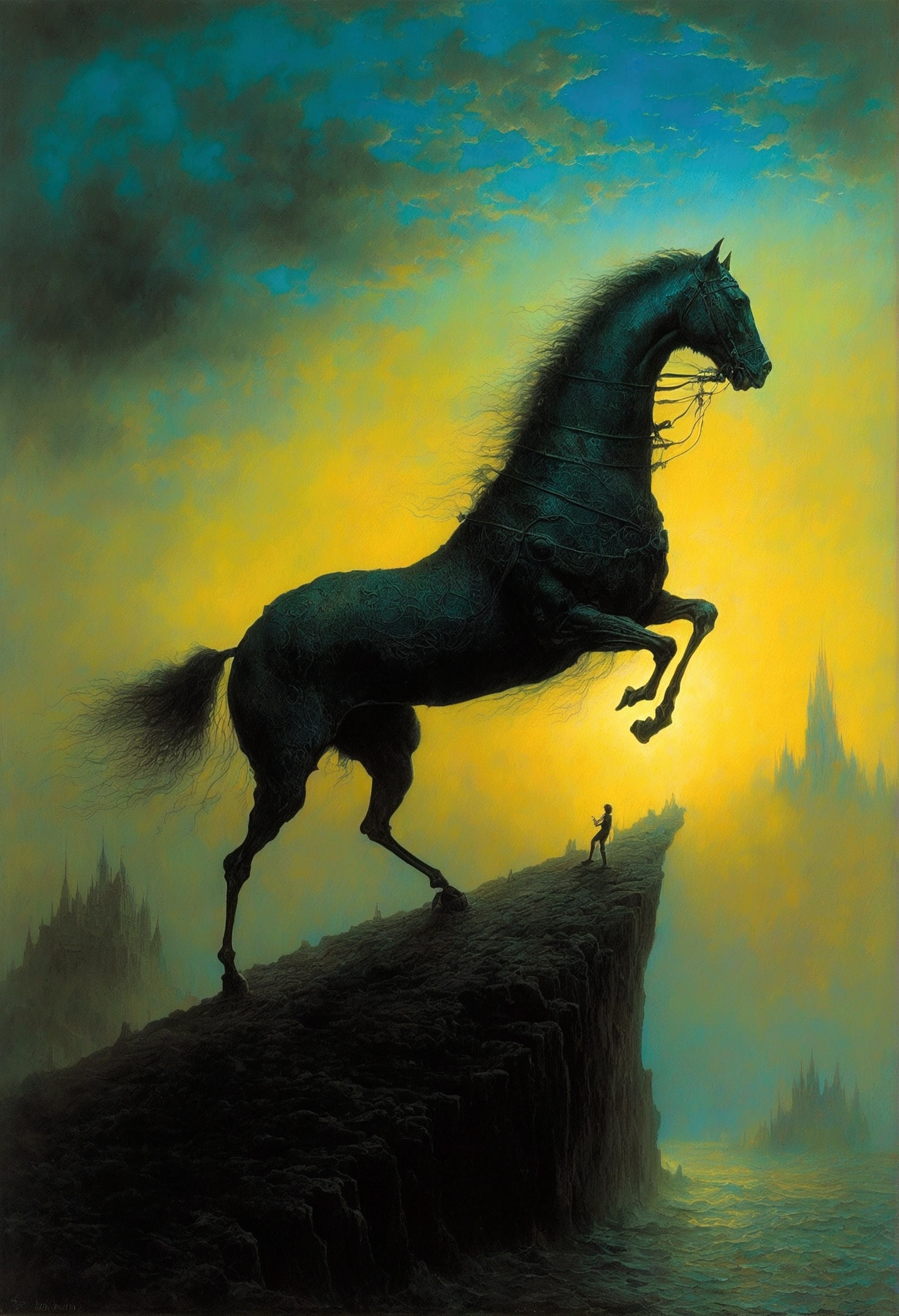 Mythical creatures, author:Zdzislaw Beksiński、black,