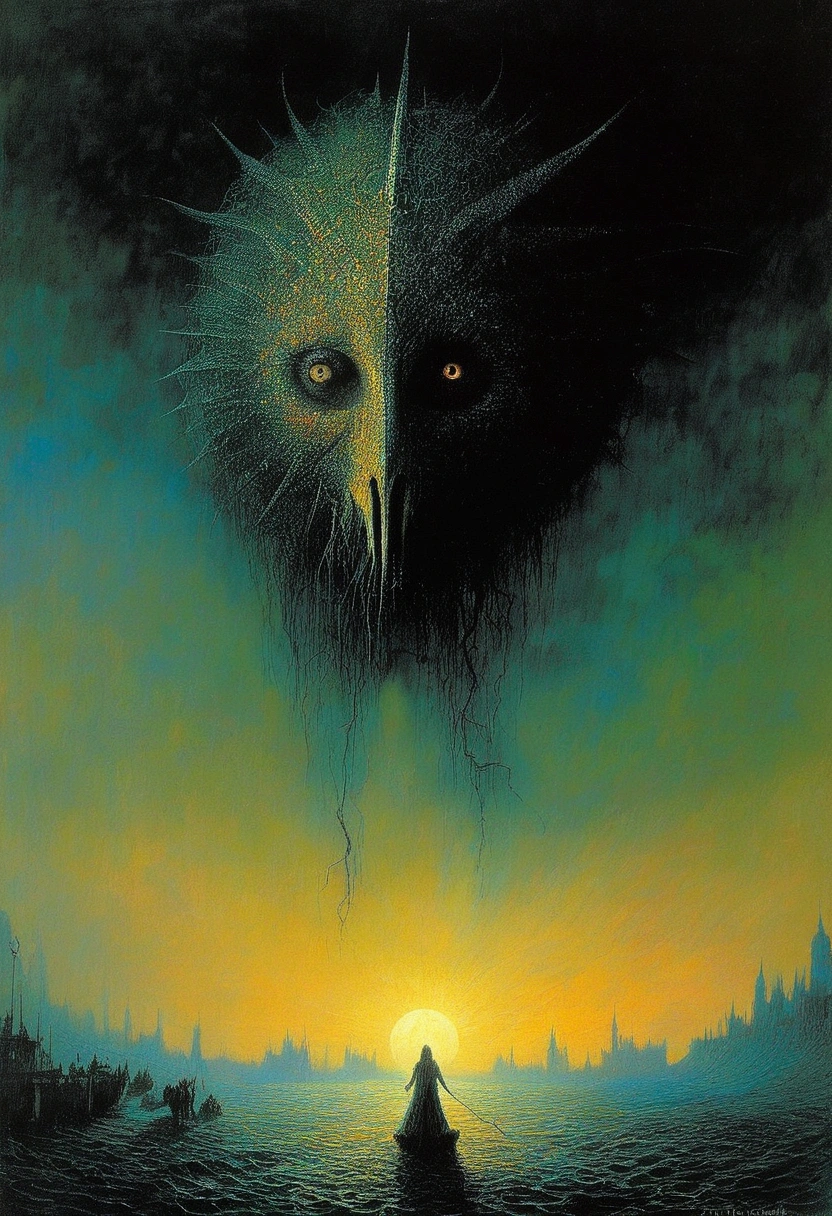 Mythical creatures, author：Zdzislaw Beksiński、black,