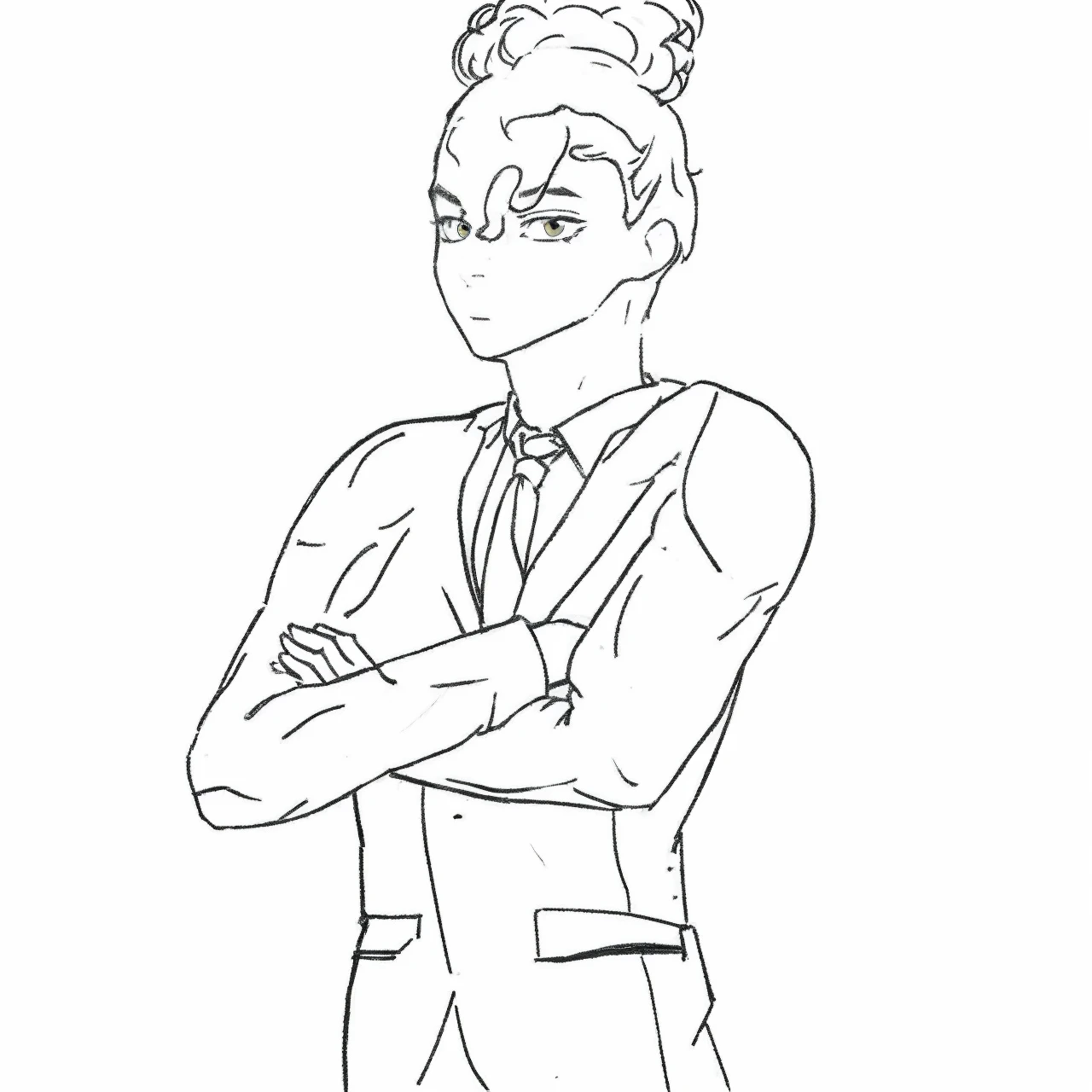 Man in a suit with purple hair and light purple eyes and with curly, elegantly parted hair,Make and paint