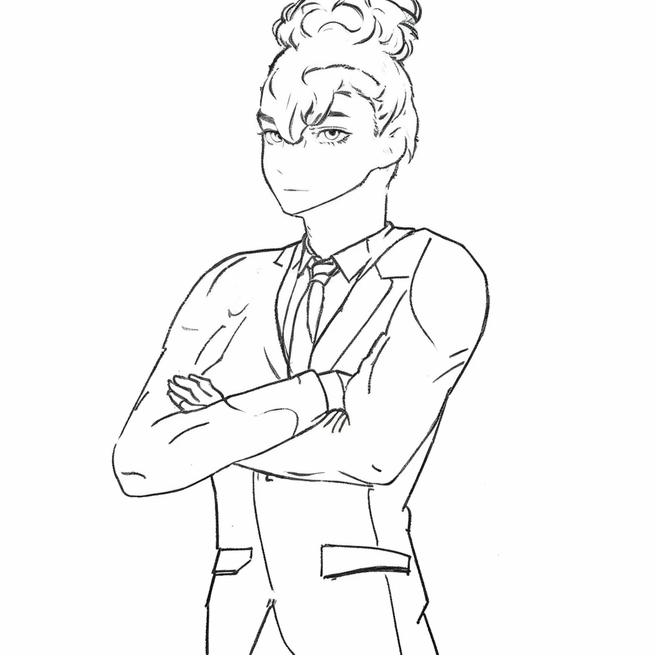 Man in a suit with purple hair and light purple eyes and with curly, elegantly parted hair,Make and paint