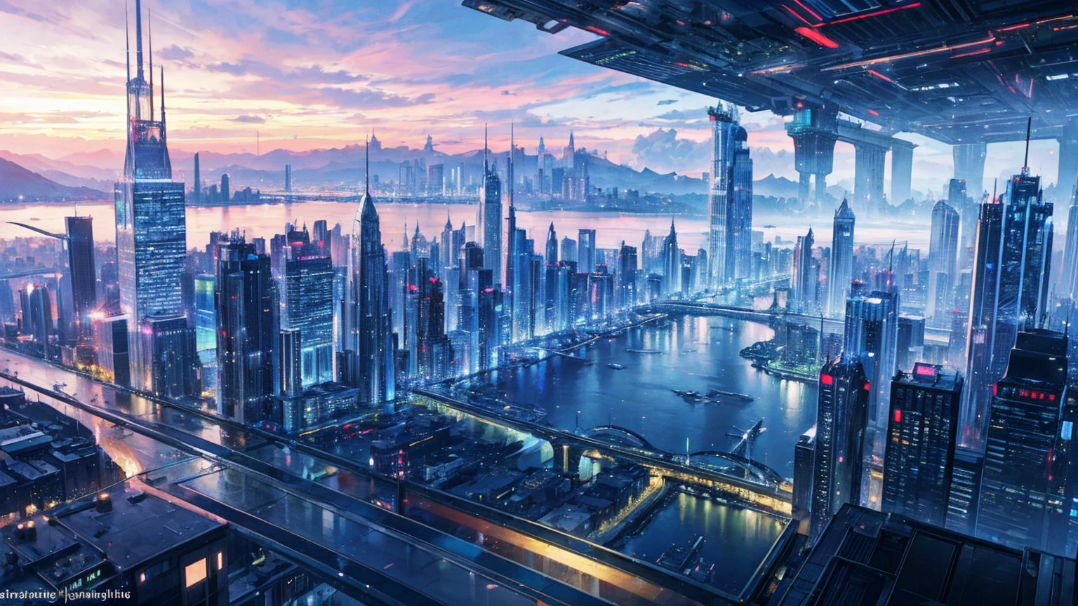 (Best quality,4K,8K,A high resolution,Masterpiece:1.2),Ultra-detailed,(Realistic,Photorealistic,photo-realistic:1.37),Futuristic floating city,Futuristic technology,Huge urban high-tech tablet platform,Airship,Floating in the sky,Futuristic city,Small airships around,High-tech hemispherical platform,Colorful lights,Advanced architecture,modernn architecture,skyscrapper,Access the cloud,Scenic beauty,view over city,Impressive design,Blend seamlessly with nature,energetic and vibrant atmosphere,Futuristic transportation system,Parking is suspended,Transparent path,Lush greenery,Sky gardens,cascading waterfalls,Magnificent skyline,reflections on the water,Sparkling river,Architectural innovation,futuristic skyscrapers,Transparent dome,The shape of the building is unusual,Elevated walkway,Impressive skyline,Glowing lights,Futuristic technology,Minimalist design,Scenic spots,Panoramic view,Cloud Piercing Tower,Vibrant colors,epic sunrise,epic sunset,Dazzling light display,magical ambiance,The future city,Urban Utopia,LuxuryLifestyle,Innovative energy,sustainable development,Smart city technology,Advanced infrastructure,Tranquil atmosphere,Nature and technology live in harmony,Awesome cityscape,Unprecedented urban planning,Architecture connects seamlessly with nature,High-tech metropolis,A cutting-edge engineering marvel,The future of urban living,Visionary architectural concept,Energy-efficient buildings,Harmony with the environment,A city floating above the clouds,Utopian dreams become reality,The possibilities are endless,State-of-the-art transportation network,Green energy integration,Innovative materials,Impressive holographic display,Advanced communication system,Breathtaking aerial view,Quiet and peaceful environment,Modernist aesthetics,Ethereal beauty