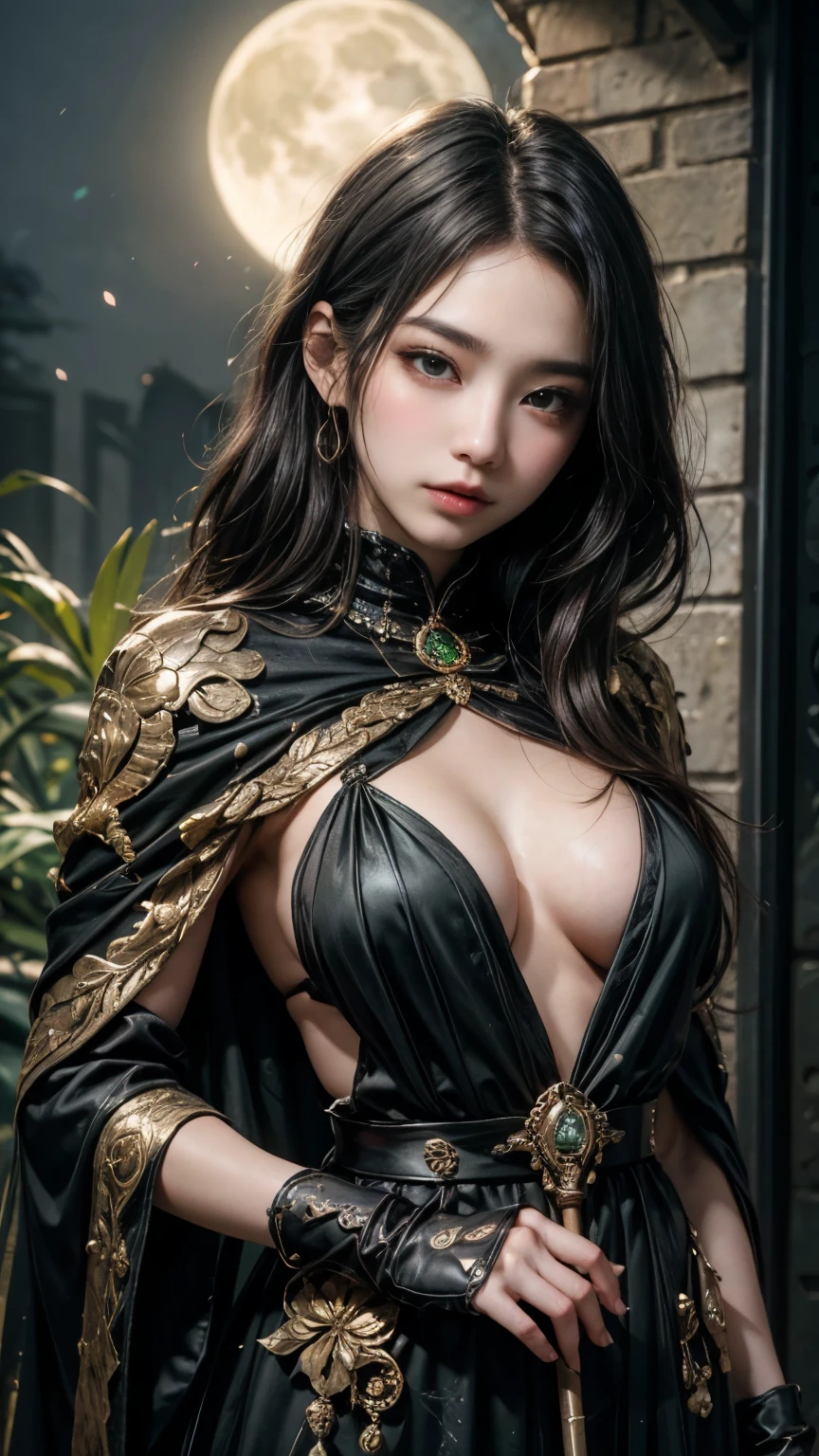 (Highest qualityのディテール)、Realistic、8kウルトラHD、High resolution、(One Girl:1.2),(Fatal Beauty,Attractive beauty) ,(A supple and powerful physique),(Sensual charm),(Mysterious charm:1.1),(Captivating silhouette),The 超detailedな、High quality textures、Intricate details、detailed、非常にdetailedなCG、High Quality Shadows、detailed 美しく繊細な顔、detailed 美しく繊細な目、Written boundary depth、Ray Tracing、20th Generation、Cute K-Pop Girls、(The Face of Ulzan in Korea)、Thin face、(Urzan-6500-v1.1:0.6)、PurerosFace_v1、Glowing Eyes、Perfect body、 Viewer Display、(Highest qualityのディテール:1.2)、Realistic、8kウルトラHD、High resolution、Woman close up， realistic girl rendering, 8k artistic german bokeh, Enchanting girl, Real Girls, Gurwitz, Gurwitz-style 美術work, Girl Roleplay, Realistic 3D style, cgstation Popular Topics,, 8kポートレートレンダリング,（truth，truth：1.4），(Sparkling eyes girl:1.2)、The 超detailedな、High quality textures、Intricate details、detailed、非常にdetailedなCG、High Quality Shadows、detailed 美しく繊細な顔、detailed 美しく繊細な目、Written boundary depth、Ray Tracing、20th Generation、Cute K-Pop Girls、(The Face of Ulzan in Korea)、Thin face、(Urzan-6500-v1.1:0.6)、cheek、Glossy Lips、The Poisonous Magician,Ominous Black Robe,glowing green eyes,He has a staff with a snake design,Mysterious green flame,Poison mist swirls,Ancient Spell Book,Dark stone castle interior,detailedな難解なシンボル,Menacing look,Strong posture,Black and green magical aura,thorny vine,Glowing potions on shelves,Dark leather gloves with intricate patterns,An ominous full moon seen from the window,Shabby cloak,Deep Shadow,Emerald gemstone on a walking stick,(Highest quality,4K,8k,High resolution,masterpiece:1.2),非常にdetailedな,(Realistic,photoRealistic,photo-Realistic:1.37),High resolution,超High resolution,Studio Lighting,Sharp focus,Physically Based Rendering,非常にdetailedな説明,Professional,Vibrant colors,Bokeh,