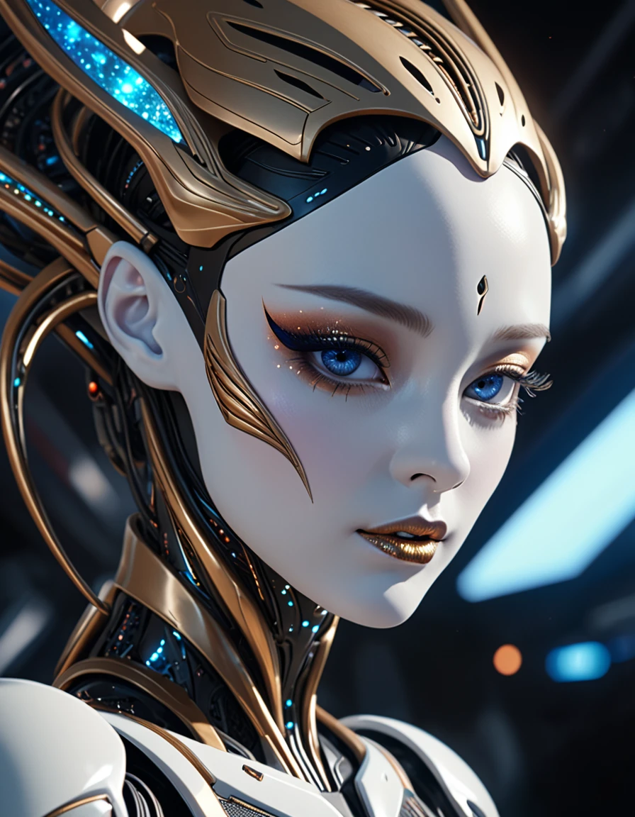 Close-up:A man with a strange face and head, Excerpt from 2019 sci-fi 8K movie, Alien robot movie stills, Alien Girl Movie Stills, Unreal Engine : : carnival makeup, Space Goddess, Love death + , sci - fi film still, ashthorpe, Visual Effects Close-up