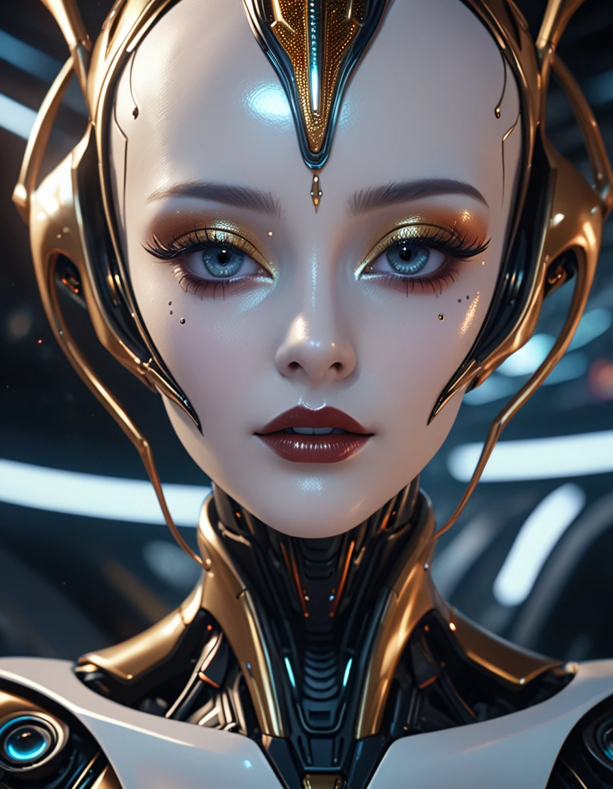 Close-up:A man with a strange face and head, Excerpt from 2019 sci-fi 8K movie, Alien robot movie stills, Alien Girl Movie Stills, Unreal Engine : : carnival makeup, Space Goddess, Love death + , sci - fi film still, ashthorpe, Visual Effects Close-up