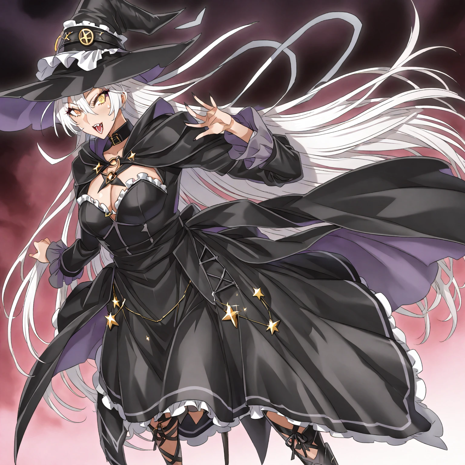 A black and white image of a femboy dressed as a witch., fashionable Dark witch, witch clothes, Dark witch character, astral witch clothes, witch clothes, From the Black Wizard Cemetery!!!, Dark witch, mechanized witch boy, witch boy, ( ( ( black witch hat ) ) ) ), dark demonic dancer, anime boy gothic maid, black fur wizard, femboy