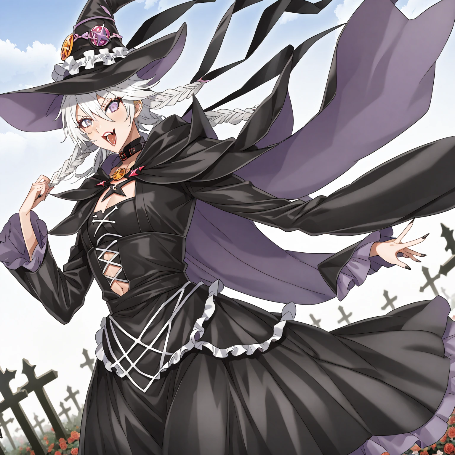 A black and white image of a femboy dressed as a witch., fashionable Dark witch, witch clothes, Dark witch character, astral witch clothes, witch clothes, From the Black Wizard Cemetery!!!, Dark witch, mechanized witch boy, witch boy, ( ( ( black witch hat ) ) ) ), dark demonic dancer, anime boy gothic maid, black fur wizard, femboy