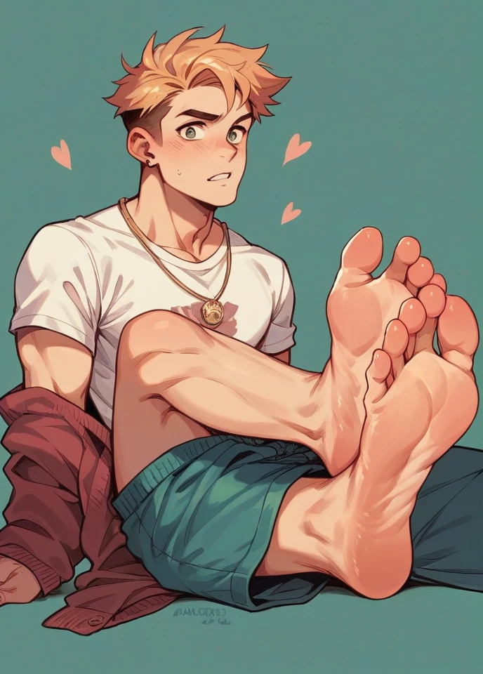 Mascle sporty boy showing feet