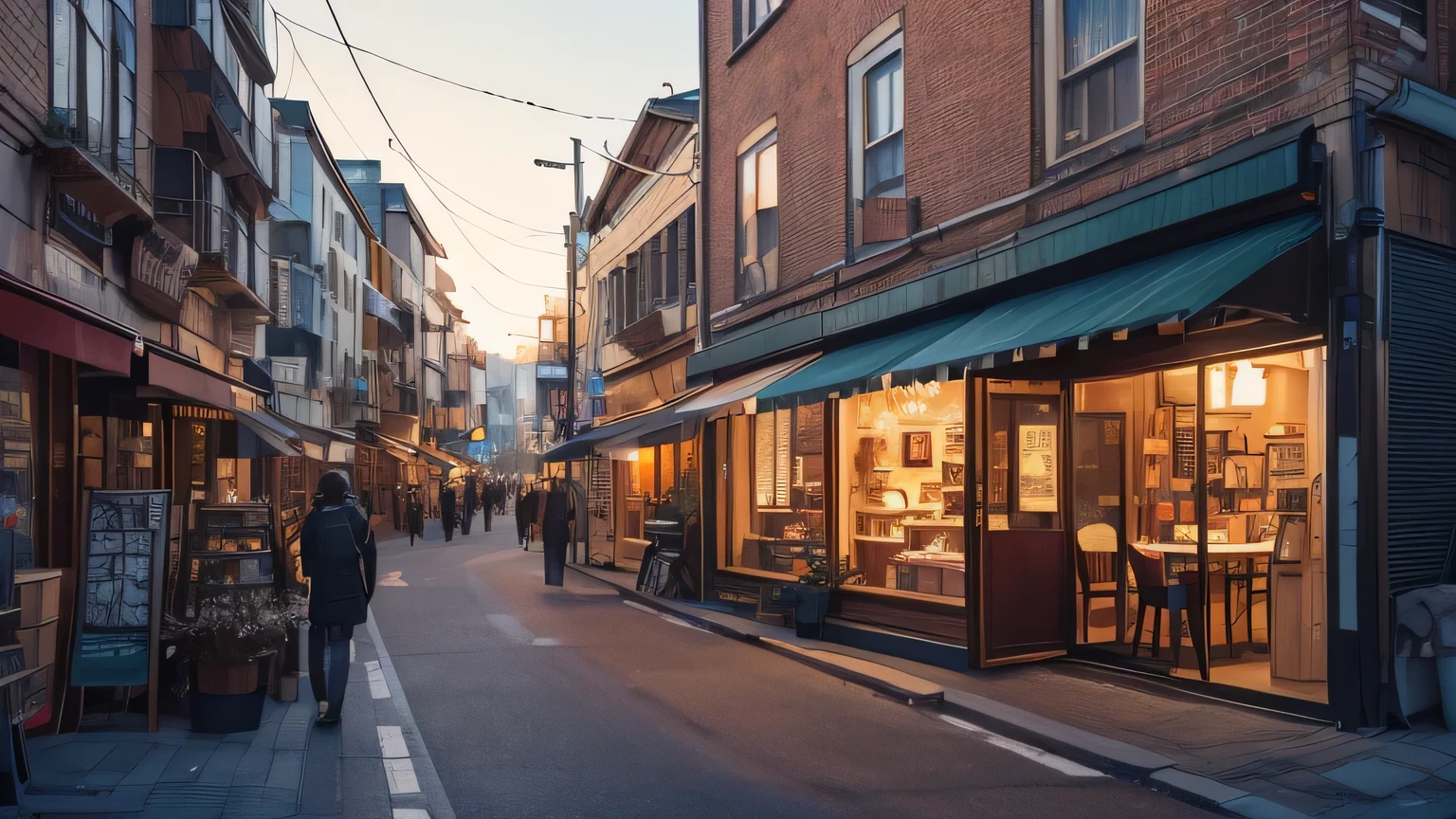((anime:1.4,illustration)),(masterpiece, top quality, best quality),(ultra-detailed, absolutely resolution),((16k, high res)), (((An aesthetic cafe with a cozy environment))), ((anime:1.4,illustration)),(masterpiece, top quality, best quality),(ultra-detailed, absolutely resolution),((16k, high res)). BREAK {lofi art, style of Laurie Greasley, style of Makoto Shinkai, anime aesthetic}, BREAK { (produces images with information than 40 million pixels with cinematic-like detailed textures shot on a Sony SLR).}