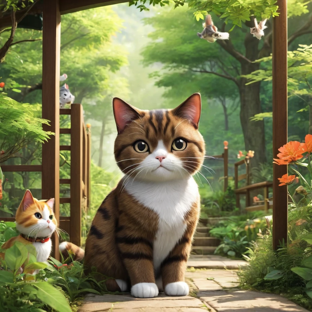 These scenes are depicted in a highly realistic style.、Make sure the cat&#39;s facial expressions and movements are exaggerated like a human&#39;s。

The main character is a chubby brown cat with cute eyes. The main character is something that never changes. Mimi hesitates at the entrance to the forest.。She remembered her family&#39;s words、He looks anxious,、Driven by curiosity, I&#39;m about to take a step forward.。