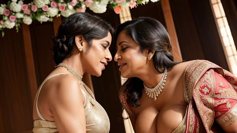 Indian mom age 60 with saree nude popping out and lip kissing her adult son
