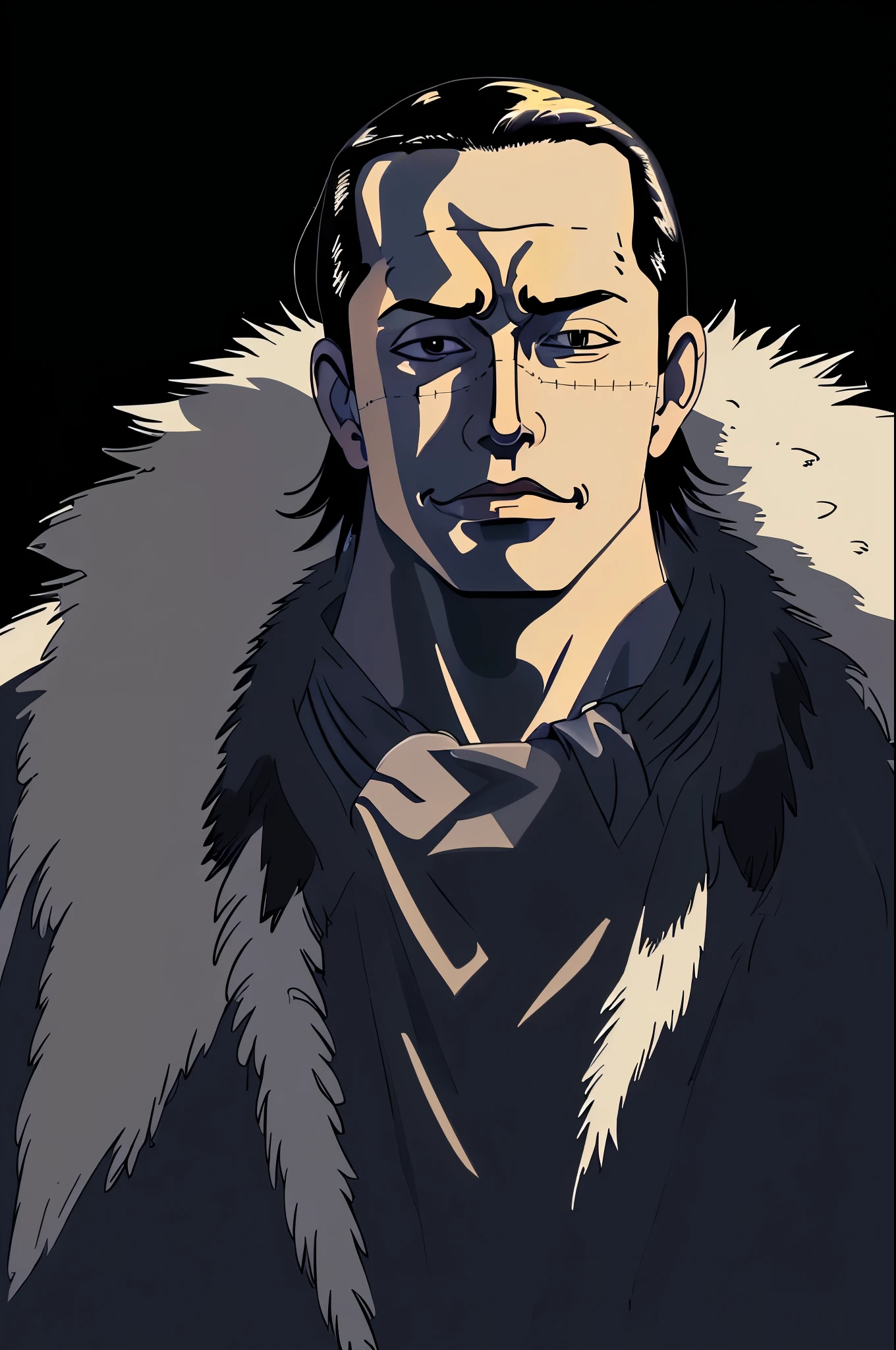 masterpiece, best quality, ukiyo-e:1.2, in hokusai style, a cool 40s man, ultra detailed face