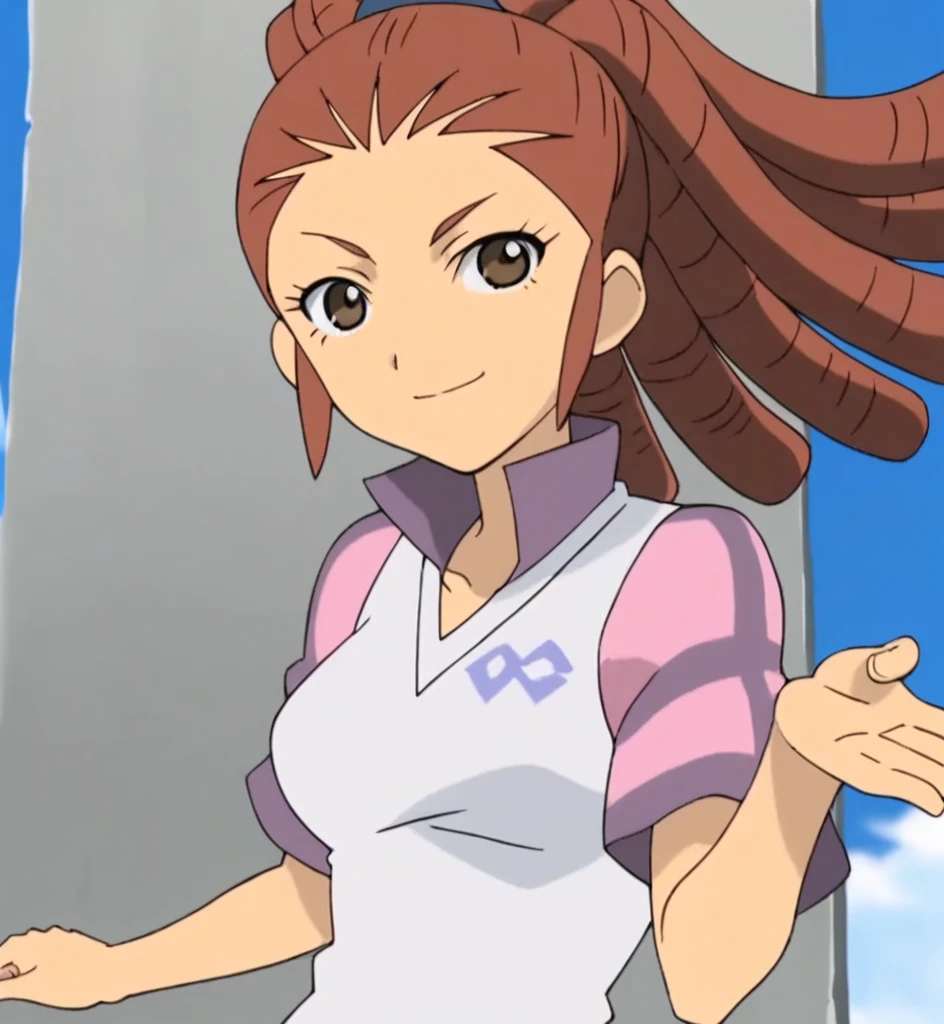 score_9, score_8_superior, score_7_superior, score_6_superior, score_5_superior, score_4_superior, sauce_anime, One girl, Midou Reika, Dreadlocks, Long Hair, High Ponytail, Brown eyes, Pause, smile, View your viewers, 　Big Breasts　ballerina　ballet　Anne O　heart　Infatuated　Dance Together