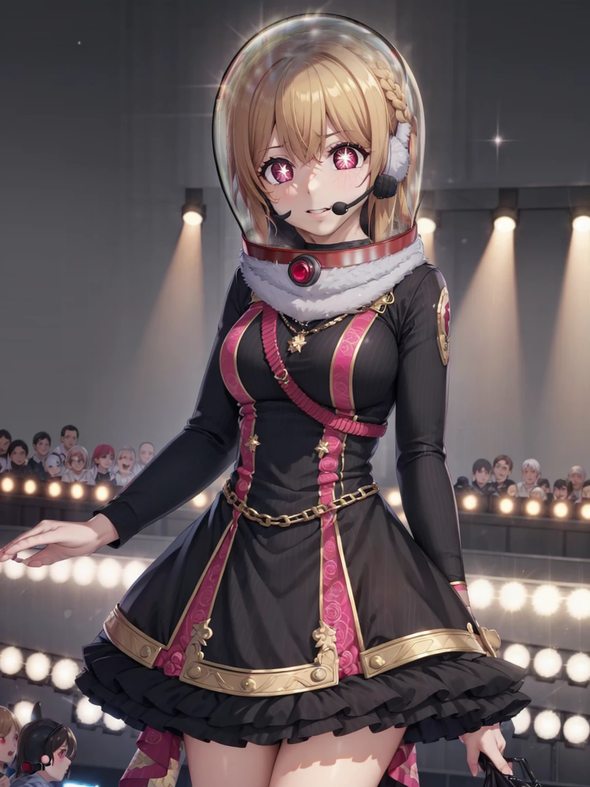 (extremely detailed CG unity 8k wallpaper),(masterpiece), (best quality), (ultra-detailed), (best illustration),(best shadow), (sharp eyeliner, eyeshadow, detailed eyes:1.1), cowboy shot, (ballroom background, crowd, formal event:1.2)
,BREAK
(sopmoddress:1.2), evil smile, dynamic pose, medium breasts
<lora:SOPMOD:1>