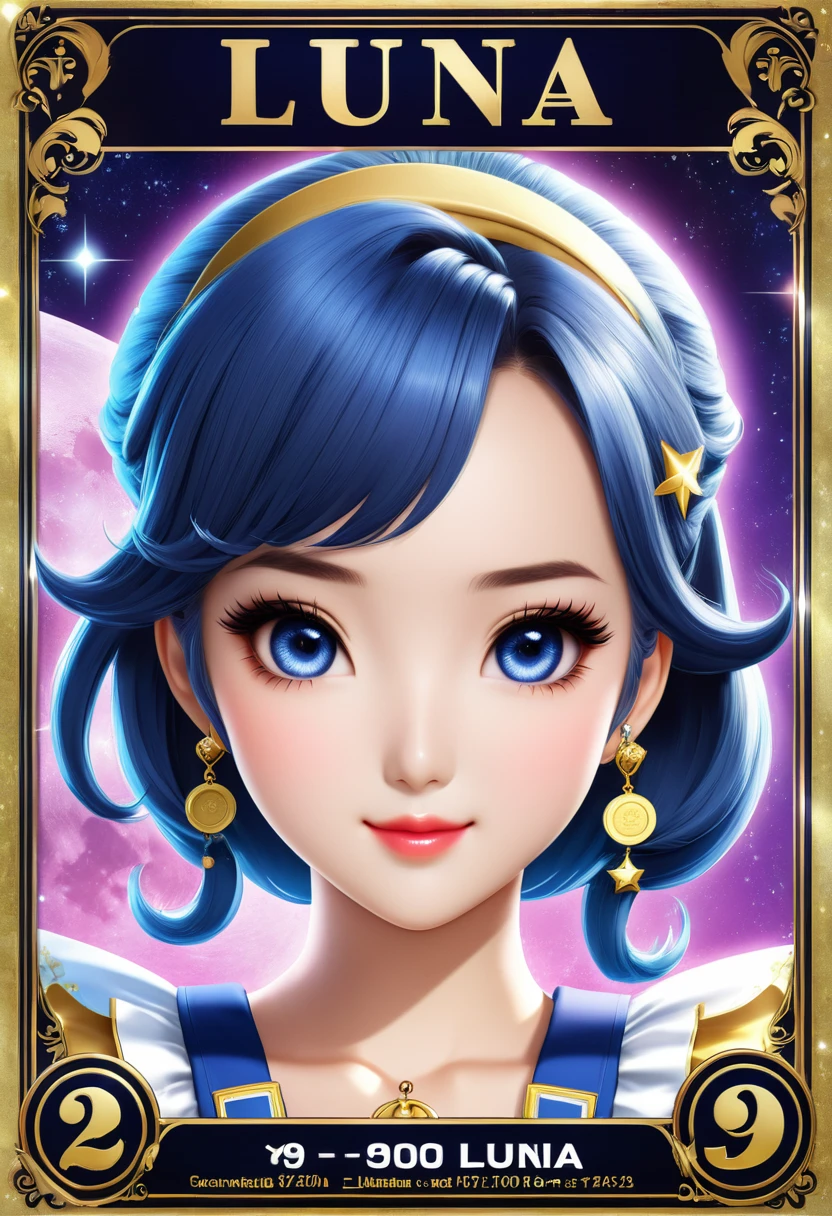 A wanted poster featuring a 20-year-old hostess named Luna. She has an idol-like appearance with a cute face and short twin-tail hairstyle. The poster should be stylish, emphasizing her adorable and captivating look as if she were an idol.
