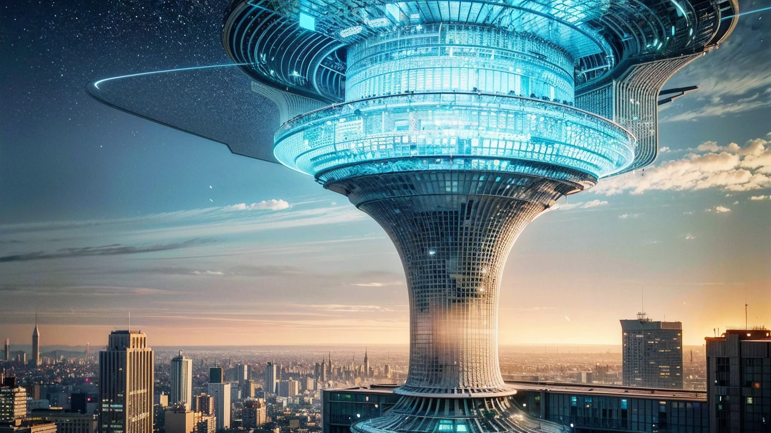 (Best quality,4K,8K,A high resolution,Masterpiece:1.2),Ultra-detailed,(Realistic,Photorealistic,photo-realistic:1.37),Futuristic floating city,Futuristic technology,Huge urban high-tech tablet platform,Airship,Floating in the sky,Futuristic city,Small airships around,High-tech hemispherical platform,Colorful lights,Advanced architecture,modernn architecture,skyscrapper,Access the cloud,Scenic beauty,view over city,Impressive design,Blend seamlessly with nature,energetic and vibrant atmosphere,Futuristic transportation system,Parking is suspended,Transparent path,Lush greenery,Sky gardens,cascading waterfalls,Magnificent skyline,reflections on the water,Sparkling river,Architectural innovation,futuristic skyscrapers,Transparent dome,The shape of the building is unusual,Elevated walkway,Impressive skyline,Glowing lights,Futuristic technology,Minimalist design,Scenic spots,Panoramic view,Cloud Piercing Tower,Vibrant colors,epic sunrise,epic sunset,Dazzling light display,magical ambiance,The future city,Urban Utopia,LuxuryLifestyle,Innovative energy,sustainable development,Smart city technology,Advanced infrastructure,Tranquil atmosphere,Nature and technology live in harmony,Awesome cityscape,Unprecedented urban planning,Architecture connects seamlessly with nature,High-tech metropolis,A cutting-edge engineering marvel,The future of urban living,Visionary architectural concept,Energy-efficient buildings,Harmony with the environment,A city floating above the clouds,Utopian dreams become reality,The possibilities are endless,State-of-the-art transportation network,Green energy integration,Innovative materials,Impressive holographic display,Advanced communication system,Breathtaking aerial view,Quiet and peaceful environment,Modernist aesthetics,Ethereal beauty