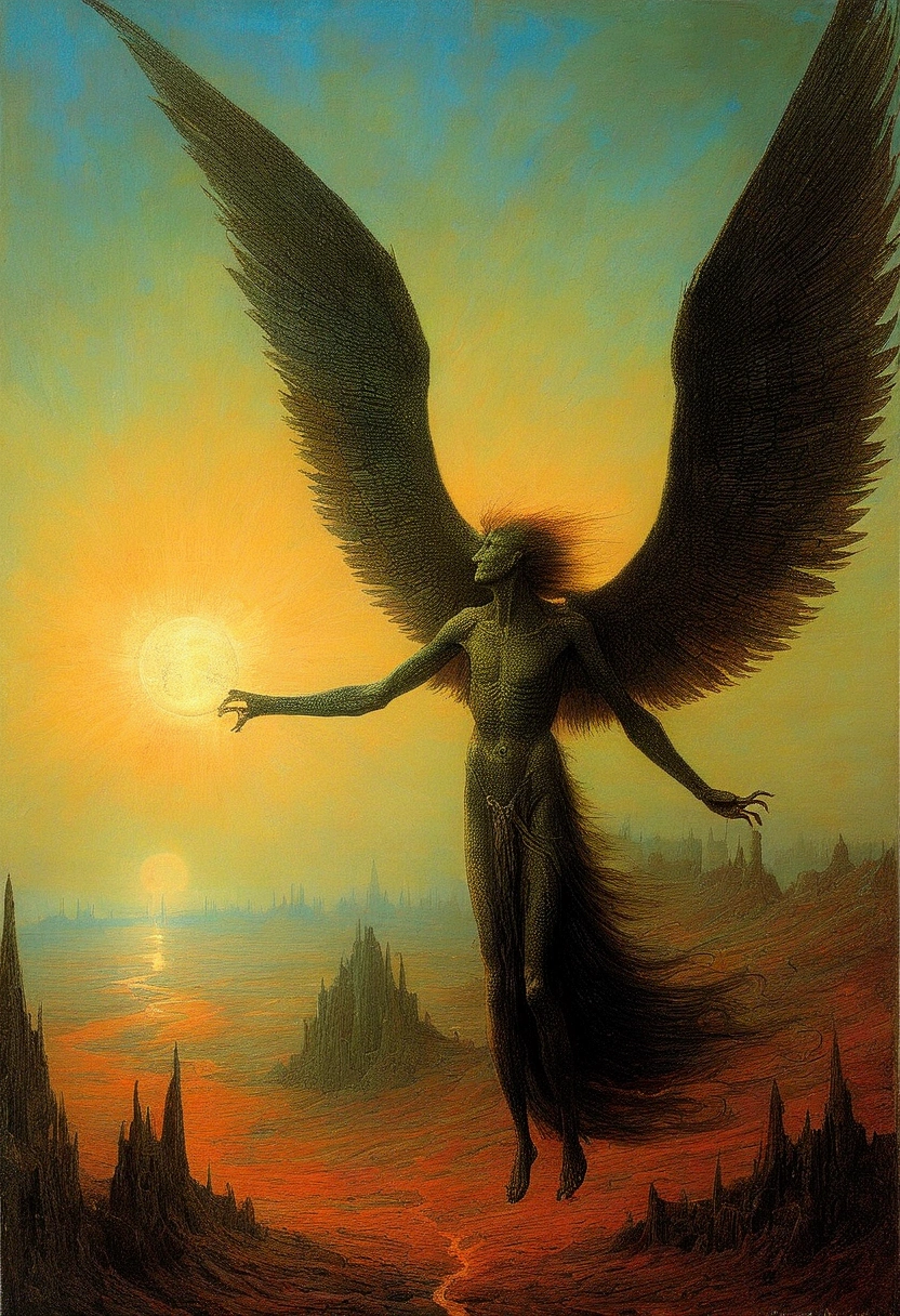 Mythical creatures, author：Zdzislaw Beksiński、Angels and Demons