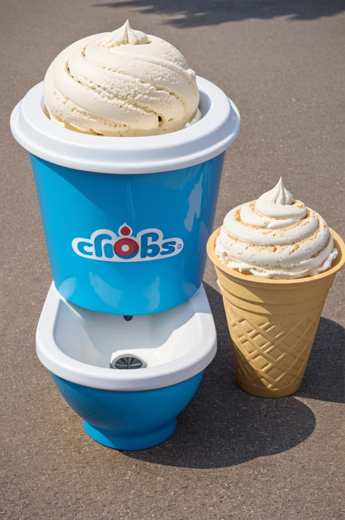 Logo of an ice cream with chubis shaped like a skibidi toilet