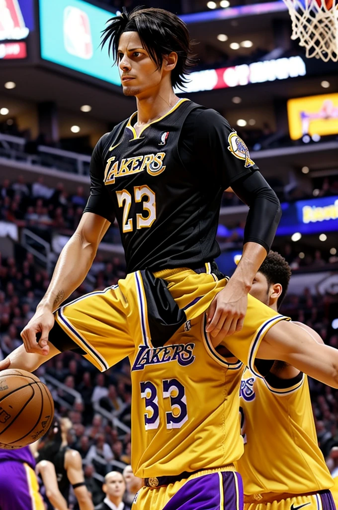 Images of Portgas D Ace in a Lakers uniform