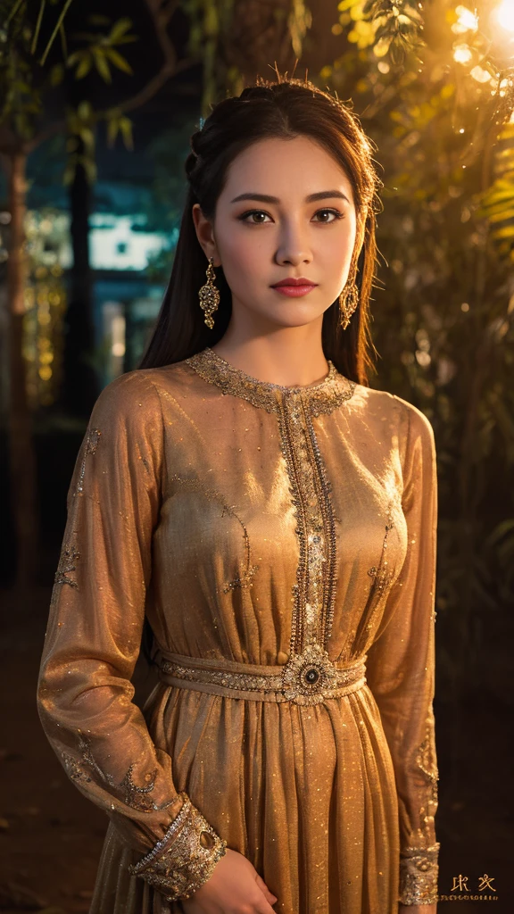 (disorganized, High resolution, super detailed), 1 girl, Constellation - Aries Goddess , alone, mature, baroque, long dress, long sleeve, elegant, colorful, most detailed, Upper body , sunset hair . eyes of fire . Brave, purposeful, productive, The face of an enterprising humanitarian .