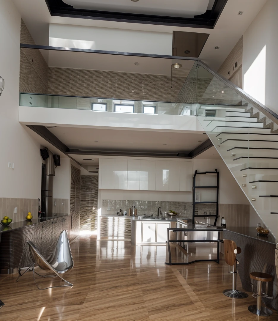 house interior modern style, Bar kitchen,living room, masterpiece, highquality, realistic photo, canon eos 5D mark, natural light,