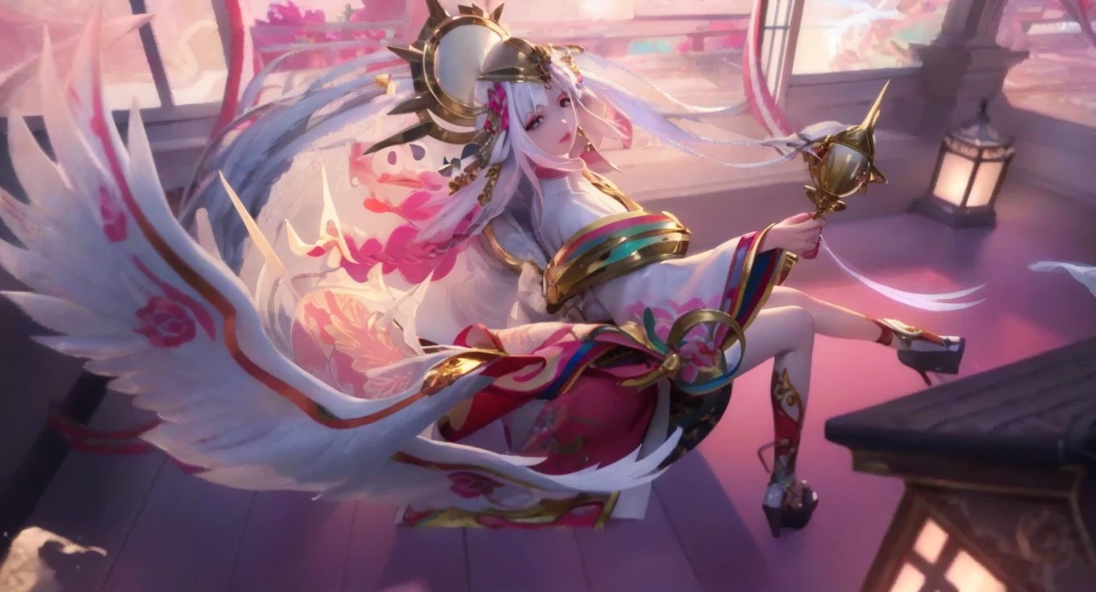 best quality, masterpiece,white hair, gold eyes,white clothes, looking up, upper body,hair strand,Fair skin,side braids