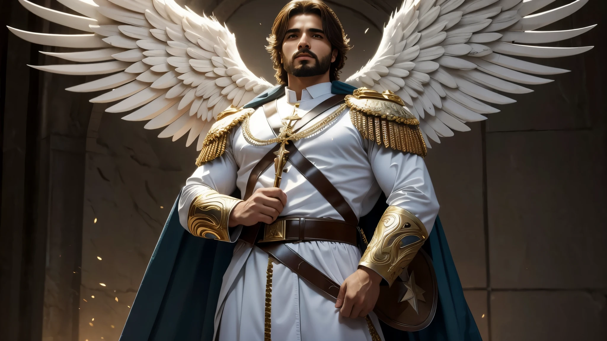 angel, angel masculino divino, naturals, Army of GOD Angel, angel Masculino de GOD, Strong male angel, Army of GOD, Angel Man of GOD, Barba Judaica, Hebrew Angel, GOD'and the sky, GOD'and the sky Céus, realistic man, celestial armor, Dress Decently, nun dress, long clothes, Decent shirt, Decent Long Shirt, Vestida de forma elegante, Tunica, Long Dress, Men's Clothing, Tunica Fotorrealista, complete outfit, Full Army, Beauthfull, Blue Thunder, fire azul, Realistic fire azul, realistic thunder, electrical screws, realistic detailed 8k, Realistic 16K detail, hard, Detailed realistic color, Detailed realistic thunder, fire azul Realistic 8K, Cores photorrealistic 8K, 8K detailed colors, Nitidez photorrealistic 8K, ULTRAHD Photorealism, Divine fire azul, Divine Electric Blue Thunder, Sombras photorrealistics 8K, Textura photorrealistic, naturals, heavens, heavenly, sky night, céu de Beauthfull, the night, majestic, majestic Sky, naturalsmente posh, thunders, Sky thunders, Divine thunder, linda, golden, starlight, Heavenly Bolts, villany azul, Blue Screws, Rendering, photorrealistic, ultra high definition, 4K, detailed textures, thunder, detailed shadows, detailed colors, naturals linda, Great Divine, detailed contrast, realistic contrast, high resolution, detailed colors, realistic detailed 16K, 8k high definition, detailed contrast, realistic contrast, high resolution, detailed colors, fire, villany, realistic detailed, posh,