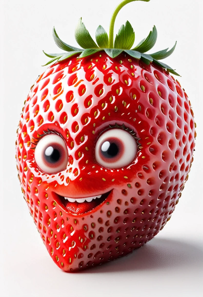 strawberry shaped like a car , textured strawberry red skin, solo, very detailed, 4k, masterpiece, morph, subject, 8k, high quality, The surface of the strawberry is dotted with numerous small seeds and has a bright red color, which is typical for ripe strawberries, White Background,strwbrrxl, ral-strawberryjam
