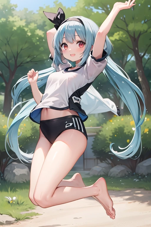 masterpiece, highest quality, Super detailed, 1 Girl,  Mion Sonozaki, Green Hair, Green Eyes, ponytail, surprise:1.3、blush、Normal chest、(((Navy school swimsuit:1.3))),Pool、Sitting、
I'm on my knees:1.3,Wide-open legs