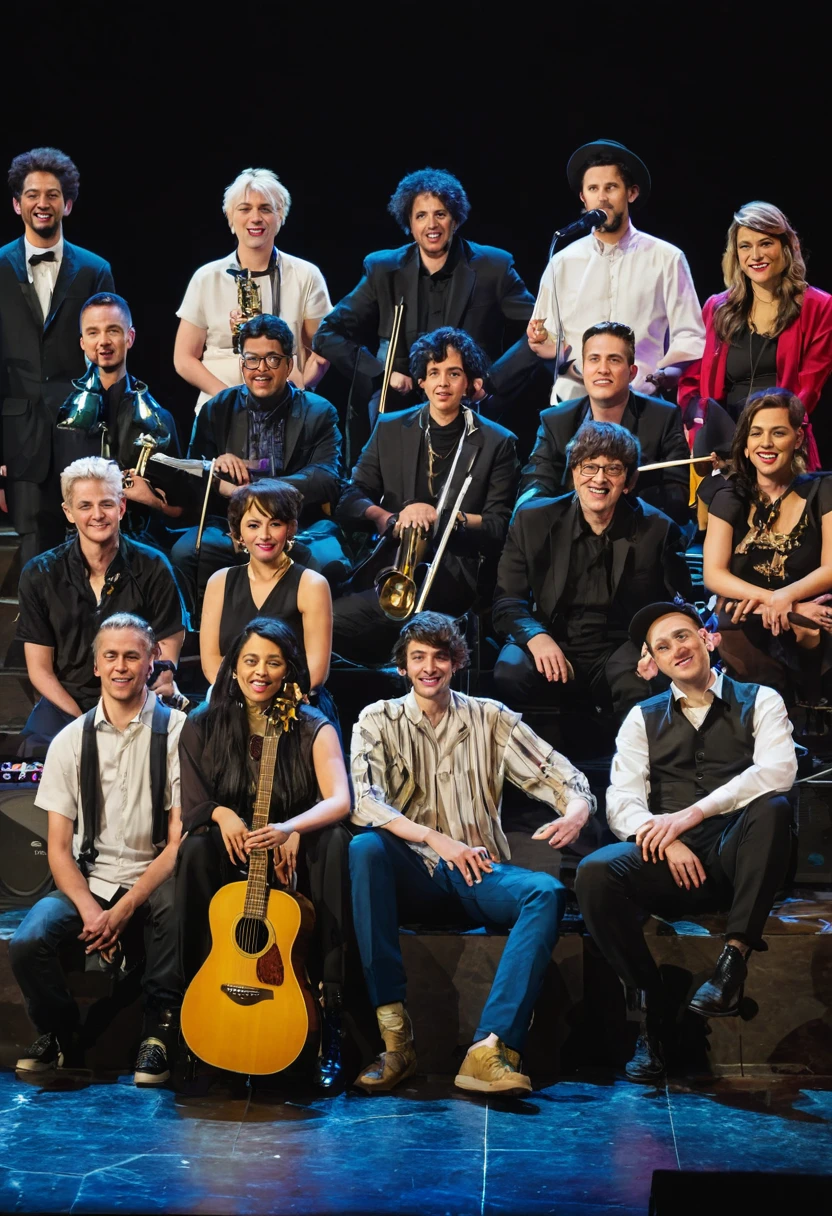 photo of a mixed group of musicians of 12 members on a stage
