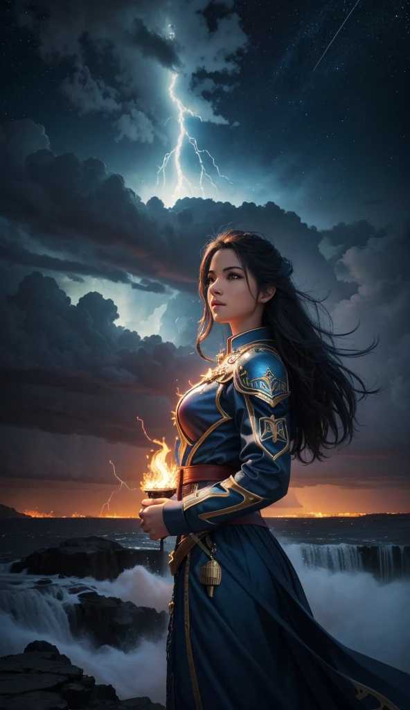 Surrealism, God's Sky, God's Power, God's Realm, clouds, Celestial Fire, powers, ilm, Fire Bolts, rivers of water, Water Falls, forst, Cedars, Highest Power, Photorealistic Nature, Beauthfull, Blue Thunder, fire azul, Realistic fire azul, realistic thunder, electrical screws, realistic detailed 8k, Realistic 16K detail, hard, Detailed realistic color, Detailed realistic thunder, fire azul Realistic 8K, Cores photorrealistic 8K, 8K detailed colors, Nitidez photorrealistic 8K, ULTRAHD Photorealism, Divine fire azul, Divine Electric Blue Thunder, Sombras photorrealistics 8K, Textura photorrealistic, naturals, heavens, heavenly, sky night, céu de Beauthfull, the night, majestic, majestic Sky, naturalsmente chic, thunders, Sky thunders, Divine thunder, linda, doradas, starlight, Heavenly Bolts, villany azul, Blue Screws, Rendering, photorrealistic, ultra high definition, 4K, detailed textures, thunder, detailed shadows, detailed colors, naturals linda, Great Divine, detailed contrast, realistic contrast, high resolution, detailed colors, realistic detailed 16K, 8K high definition, detailed contrast, realistic contrast, high resolution, detailed colors, fire, villany, realistic detailed, chic,