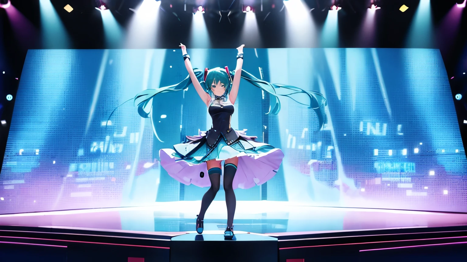 anime characters、hatsune miku、Dancing on stage