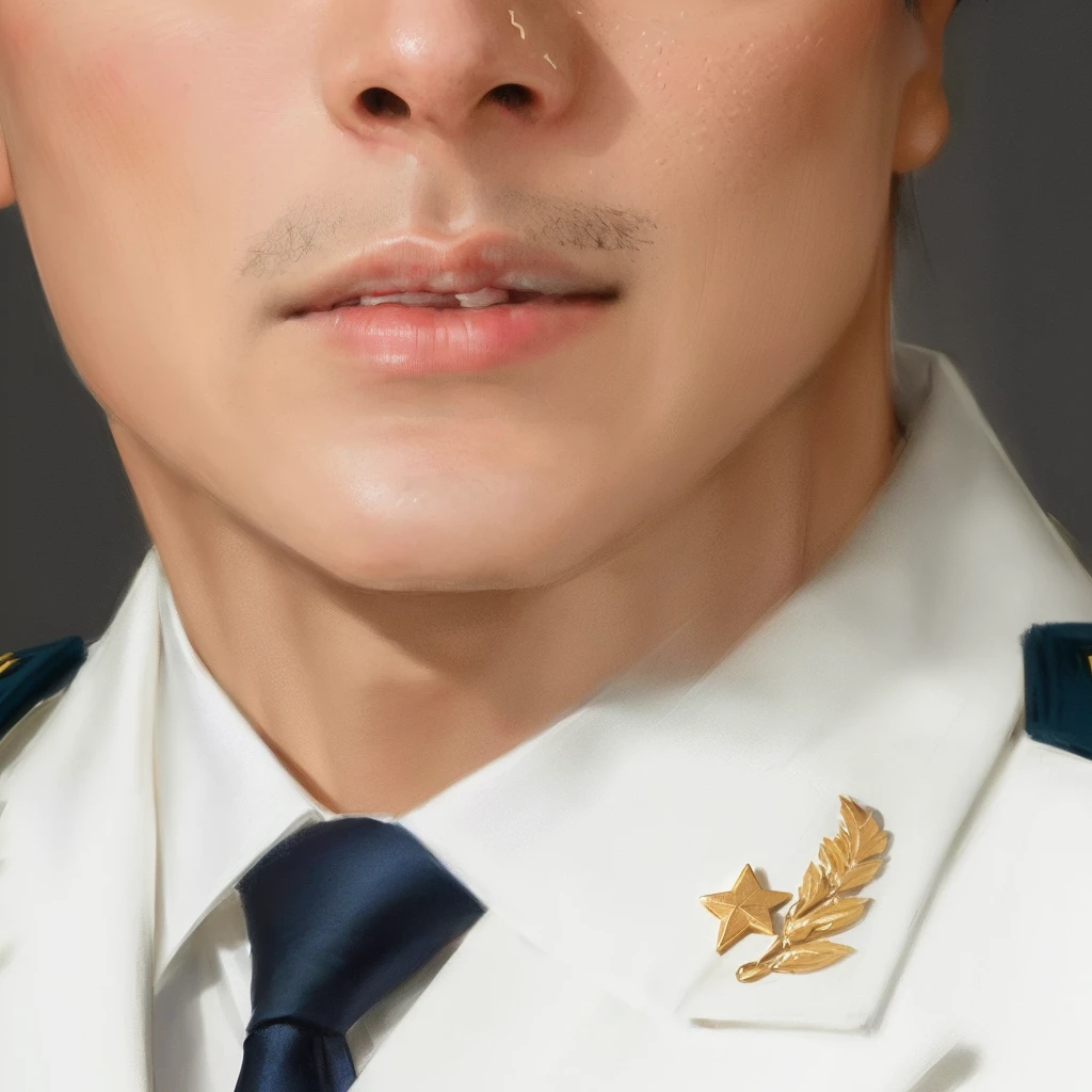 Wearing military uniform、Wearing a tie、Alafud man with a star on his lapel, Portrait close-up, Close-up portrait shot, Close-up portrait, Close-up portrait, Portrait close-up, Official Photos, 完整Close-up portrait, Professional close-up photos, John Jude Palenca, Close-up portrait, Close-up avatar, Portrait close-up, facial photo, Detailed enlargement of photo