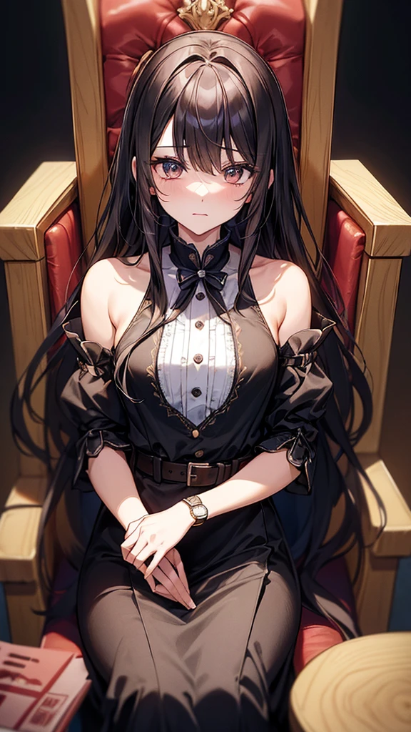 Character Description: A young woman with dark hair and a white streak, wearing a formal outfit that includes a short skirt. She has a sly smile and is holding a chess piece in one hand.
Pose: She is sitting in a luxurious, ornate chair, with one leg crossed over the other.
Background Setting: The background features a luxurious, dark, and sophisticated atmosphere.
Lighting: Dramatic lighting with high contrast to emphasize her features and create an engaging atmosphere.
Textures: Emphasize the textures in the clothing, the chair's fabric, and the chess piece to enhance realism.
Depth of Field: Shallow depth of field to focus on the character and slightly blur the background, enhancing the luxurious feel.
Color Grading: Warm, rich color grading to enhance the luxurious and sophisticated ambiance.
Sharpness and Clarity: High sharpness and clarity for crisp, clear details, especially on the character's face, hair, and clothing.
Detailing: Fine details such as subtle patterns on the clothing, intricate designs on the chair, and reflections on the chess piece.
Resolution: High resolution, aiming for an 8K quality image to ensure maximum detail and clarity.