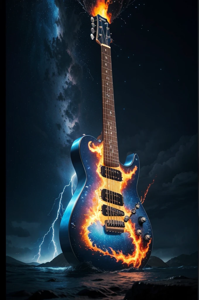 guitar, Eletric guitar, Detailed Realistic Eletric guitar, guitar Power, Surrealism, God's Sky, God's Power, God's Realm, clouds, Celestial Fire, powers, ilm, Fire Bolts, rivers of water, Water Falls, forst, Cedars, Highest Power, Photorealistic Nature, Beauthfull, Blue Thunder, fire azul, Realistic fire azul, realistic thunder, electrical screws, realistic detailed 8k, Realistic 16K detail, hard, Detailed realistic color, Detailed realistic thunder, fire azul Realistic 8K, Cores photorrealistic 8K, 8K detailed colors, Nitidez photorrealistic 8K, ULTRAHD Photorealism, Divine fire azul, Divine Electric Blue Thunder, Sombras photorrealistics 8K, Textura photorrealistic, naturals, heavens, heavenly, sky night, céu de Beauthfull, the night, majestic, majestic Sky, naturalsmente chic, thunders, Sky thunders, Divine thunder, linda, doradas, starlight, Heavenly Bolts, villany azul, Blue Screws, Rendering, photorrealistic, ultra high definition, 4K, detailed textures, thunder, detailed shadows, detailed colors, naturals linda, Great Divine, detailed contrast, realistic contrast, high resolution, detailed colors, realistic detailed 16K, 8K high definition, detailed contrast, realistic contrast, high resolution, detailed colors, fire, villany, realistic detailed, chic,